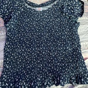 girls wonder nation navy blue and white flower shirt